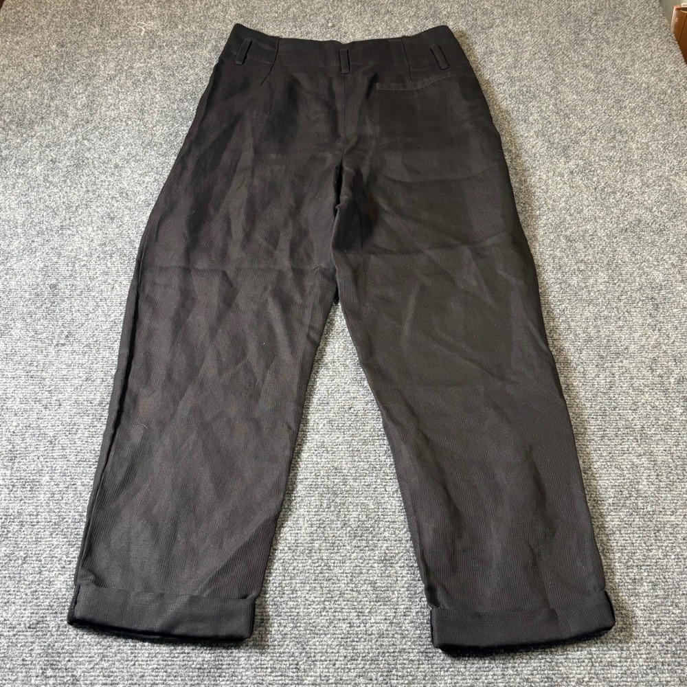 Topshop Trousers Women 4 Black Lyocell Linen Pleated High Rise Cuffed Workwear